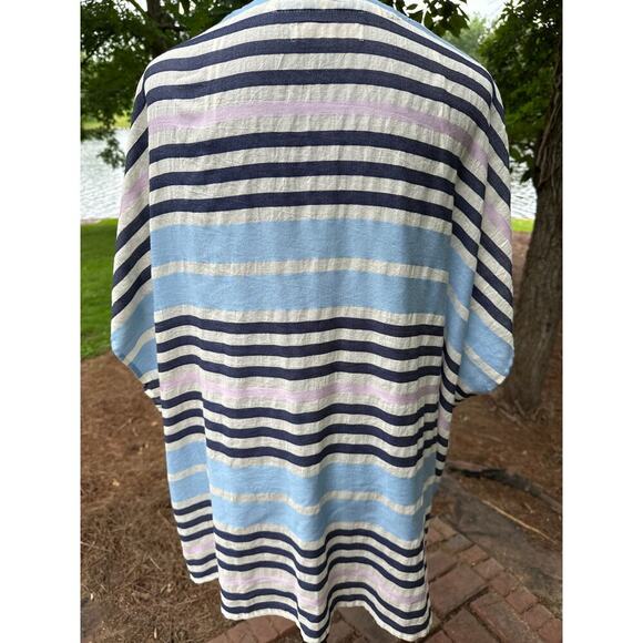Loft Women’s Wrap Sunset Stripe Whisper White M/L lightweight Flowy beach cover - Picture 3 of 4